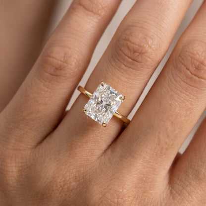 3 CT Radiant 14K Yellow Gold Engagement Ring