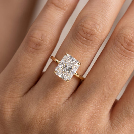 3 CT Radiant 14K Yellow Gold Engagement Ring