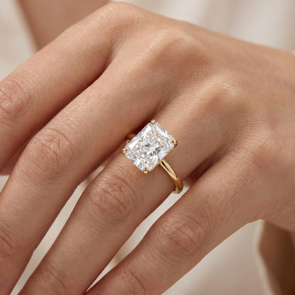 3 CT Radiant 14K Yellow Gold Engagement Ring