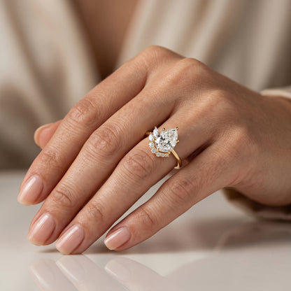 1.80 Ct Pear Cut Lab Grown Diamond Halo Engagement Ring