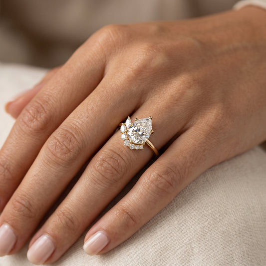 1.80 Ct Pear Cut Lab Grown Diamond Halo Engagement Ring