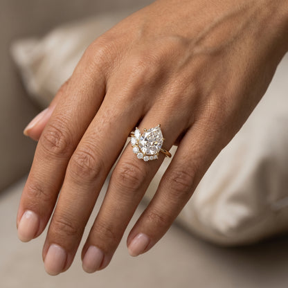 1.80 Ct Pear Cut Lab Grown Diamond Halo Engagement Ring