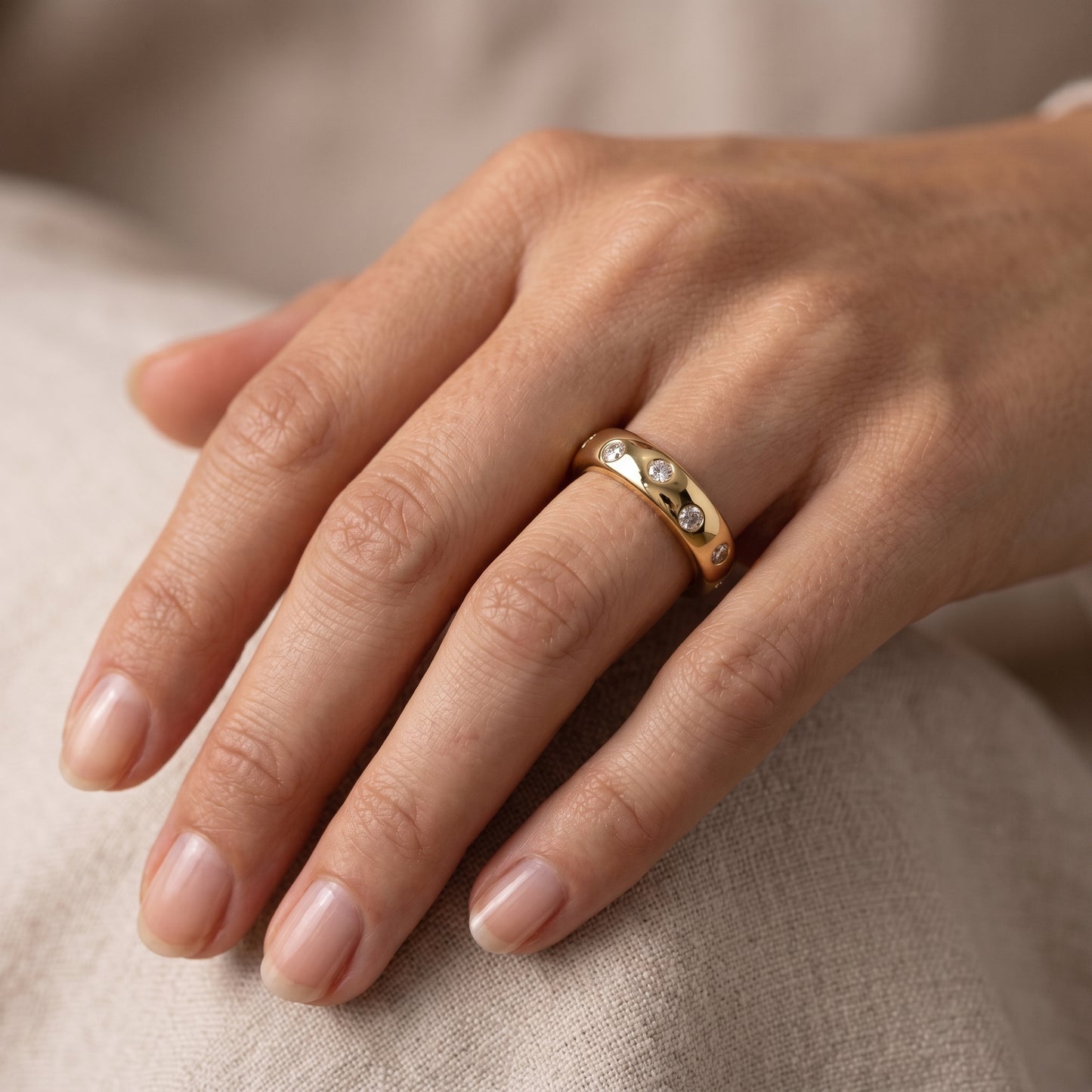 0.380ct Lab Grown Diamond Wedding Band, Flush Set Diamond Ring
