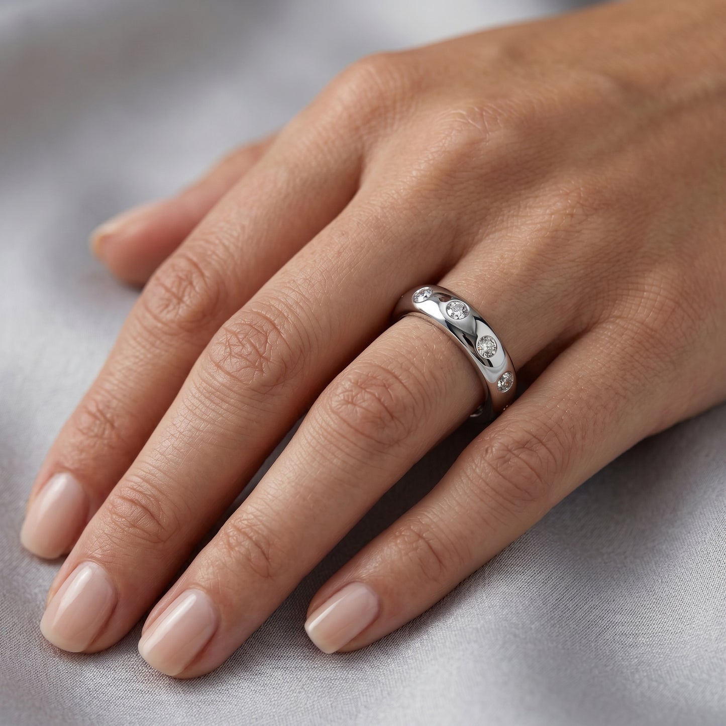 0.380ct Lab Grown Diamond Wedding Band, Flush Set Diamond Ring