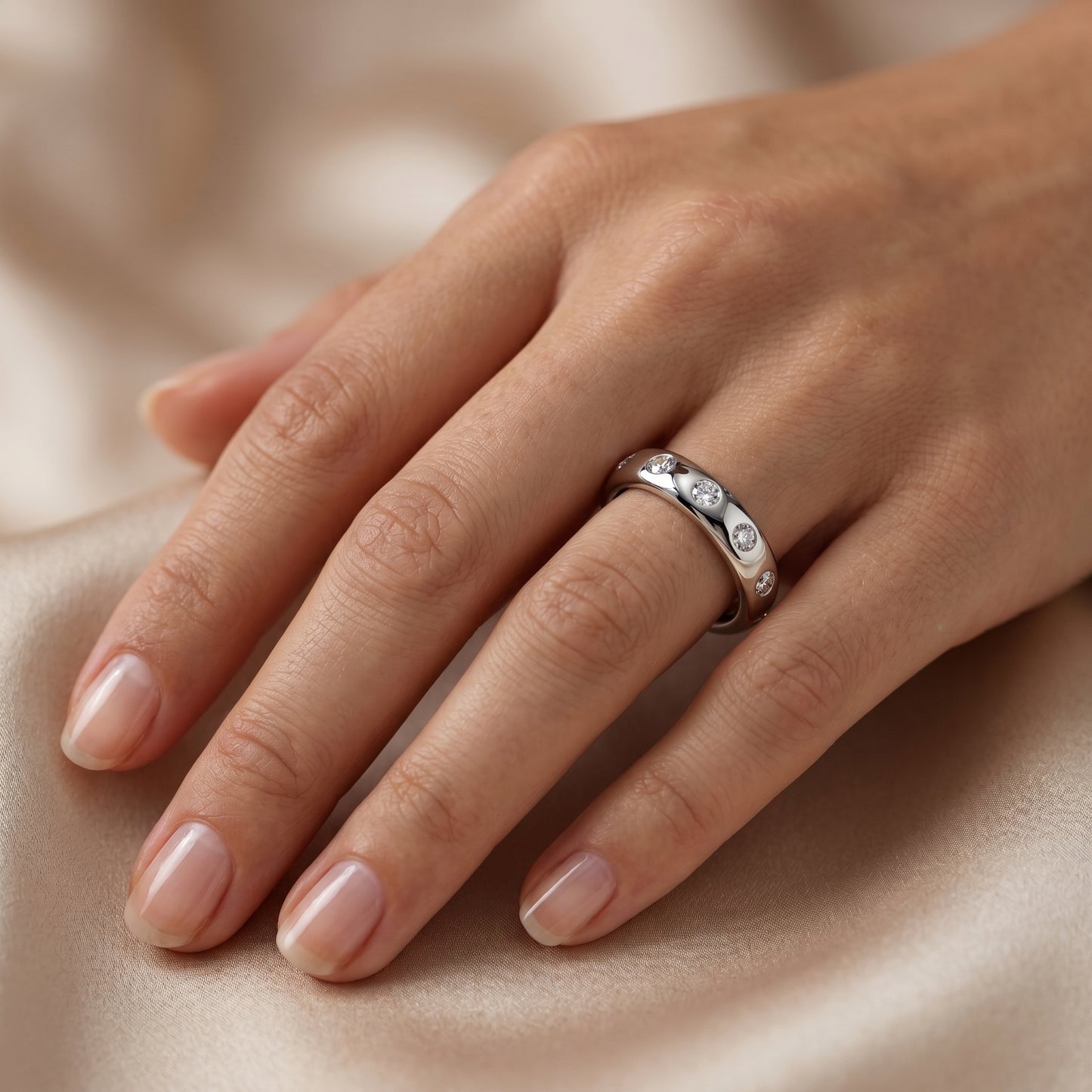 0.380ct Lab Grown Diamond Wedding Band, Flush Set Diamond Ring