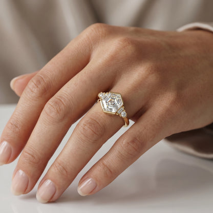 1.400CT Hexagon Lab Grown Diamond Engagement Ring