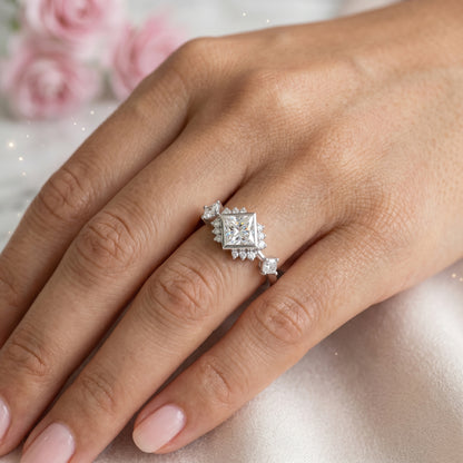 1.05 Ct Princess Cut Lab Grown Diamond Engagement Ring