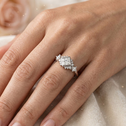 1.05 Ct Princess Cut Lab Grown Diamond Engagement Ring