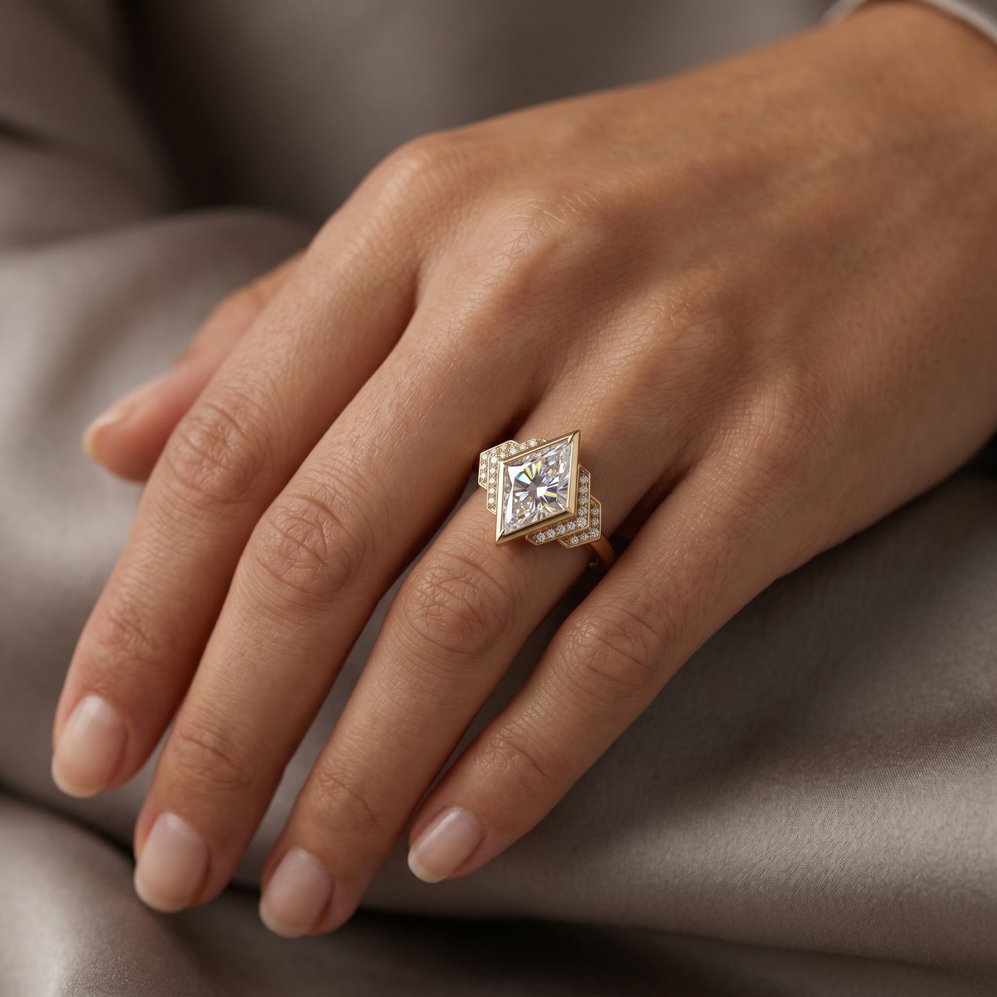 3.30 Ct Kite Cut Lab Grown Diamond Engagement Ring
