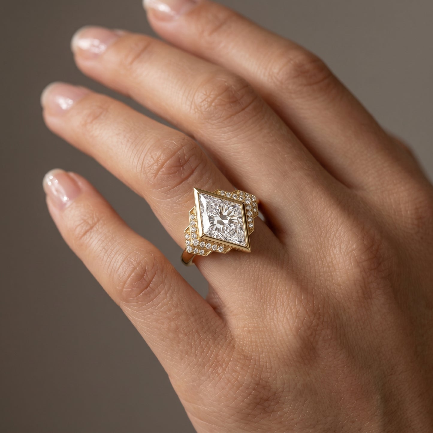 3.30 Ct Kite Cut Lab Grown Diamond Engagement Ring