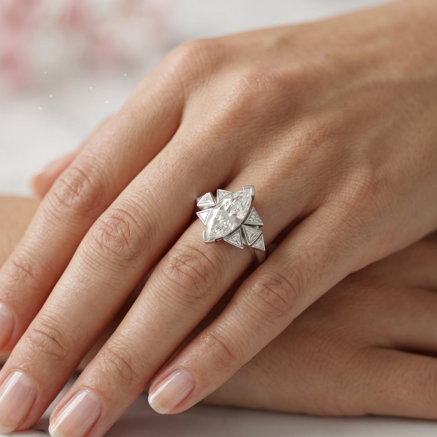 4.180ct Marquise Cut Lab-Grown Diamond Engagement Ring
