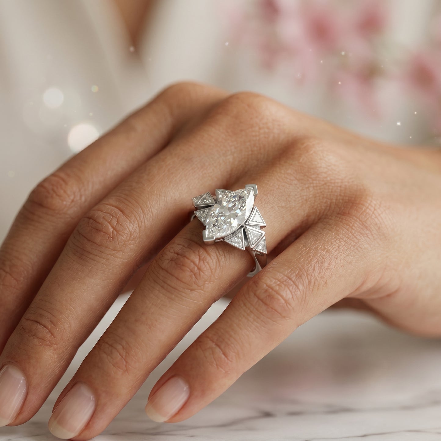 4.180ct Marquise Cut Lab-Grown Diamond Engagement Ring