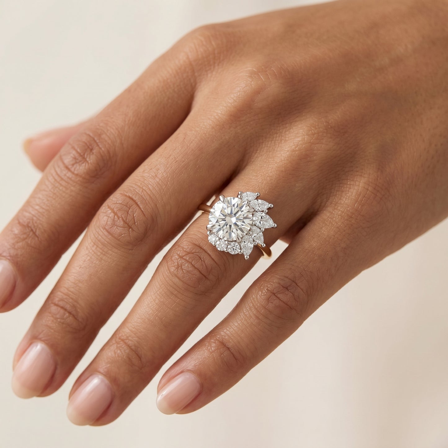 1.30CT Round Cut Cluster Engagement Ring
