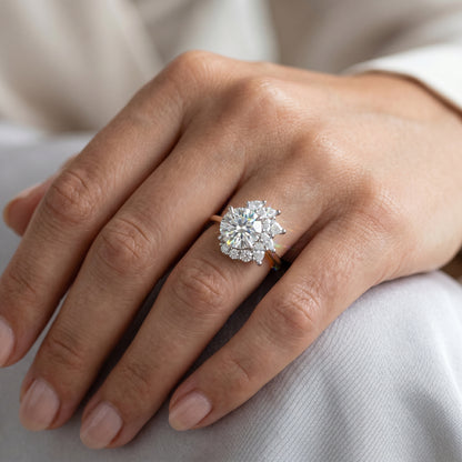 1.30CT Round Cut Cluster Engagement Ring