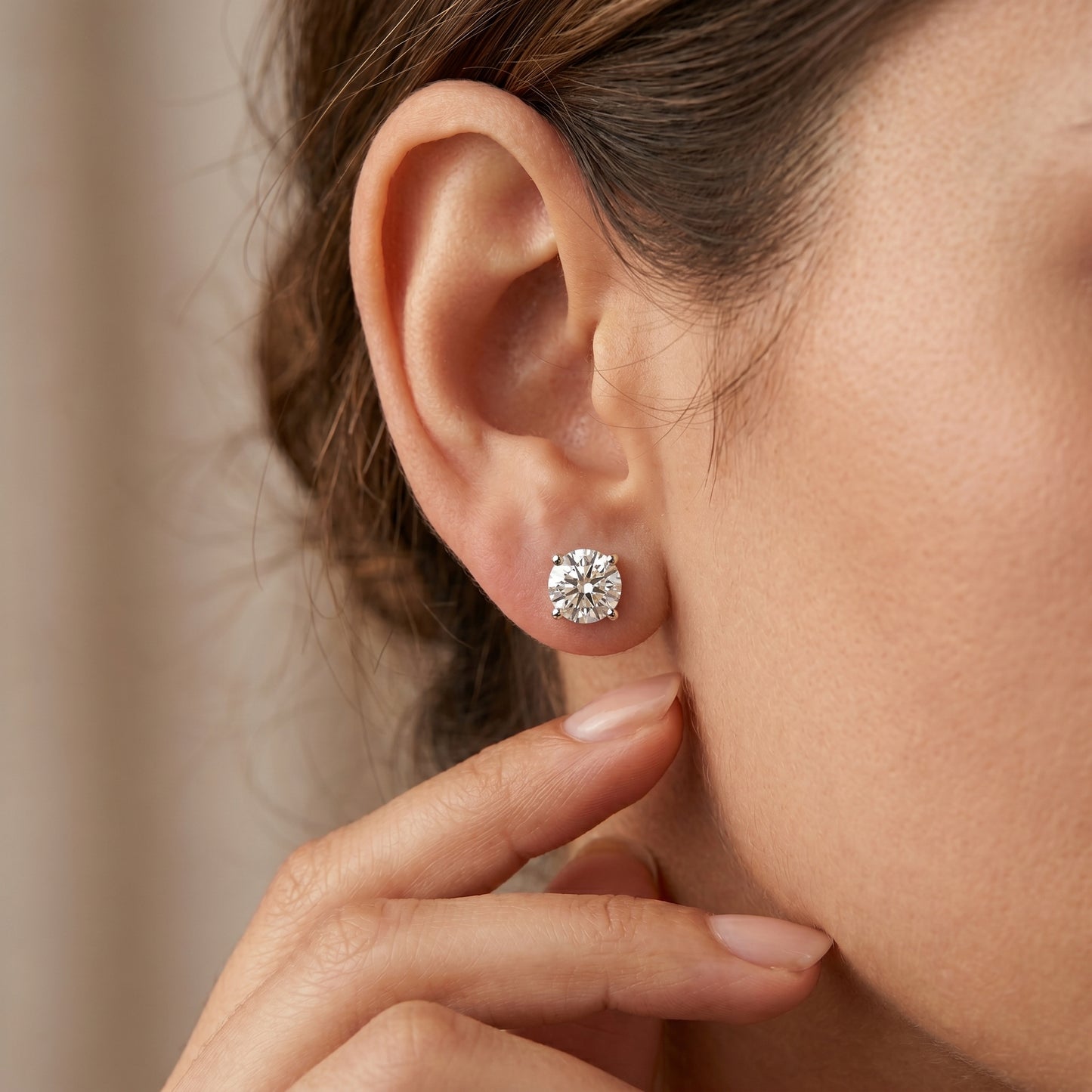 1.00ct Lab Grown Diamond Stud Earrings, Round Solitaire Diamond Earrings