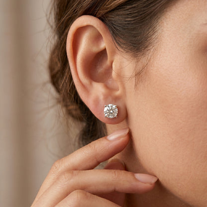 1.00ct Lab Grown Diamond Stud Earrings, Round Solitaire Diamond Earrings
