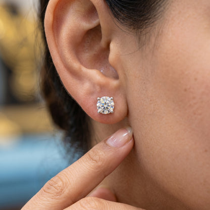 1.00ct Lab Grown Diamond Stud Earrings, Round Solitaire Diamond Earrings