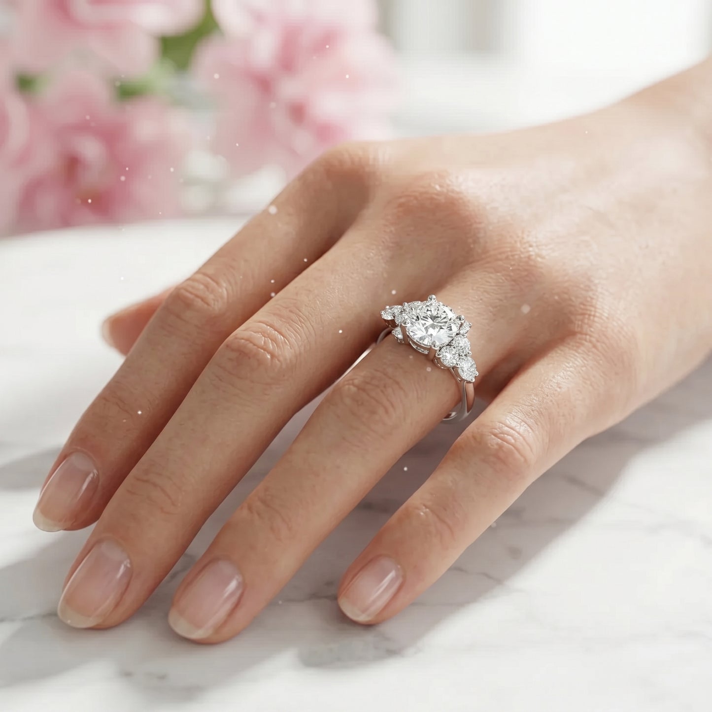 Cushion cut Cluster Engagement Ring for Elegant Brides
