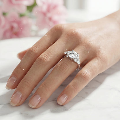 Cushion cut Cluster Engagement Ring for Elegant Brides