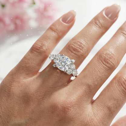 Cushion cut Cluster Engagement Ring for Elegant Brides