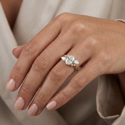 Elegant 1.70 CT Oval Engagement Ring – 14K Gold Cluster Design