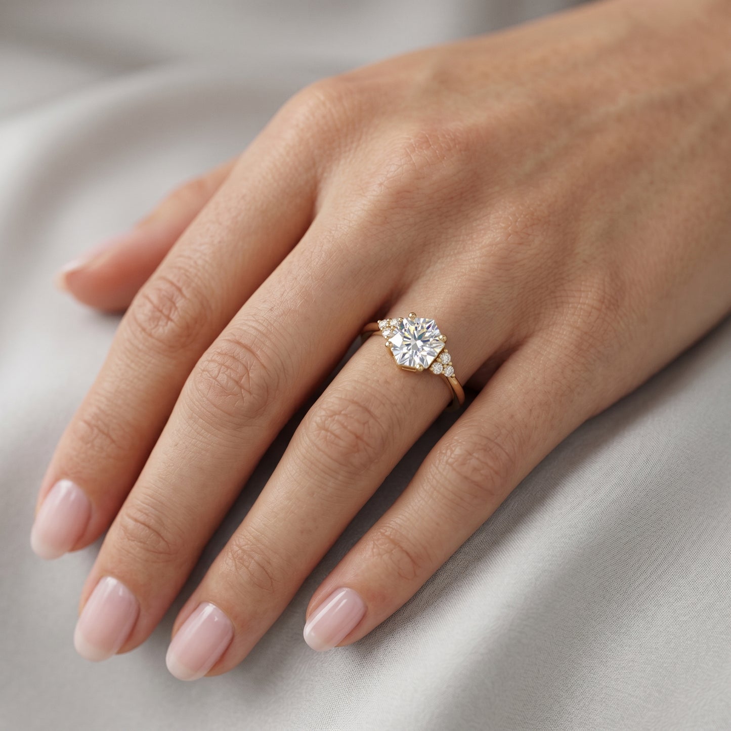 1.56ct Hexagon Cut Lab-Grown Engagement Ring