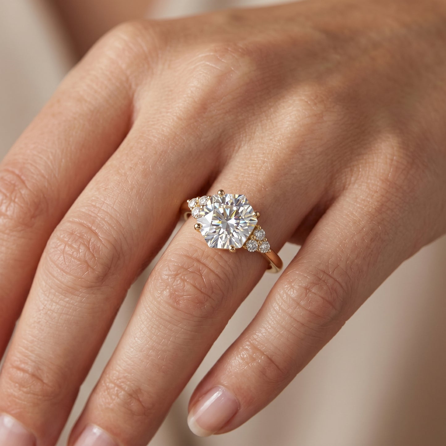 1.56ct Hexagon Cut Lab-Grown Engagement Ring