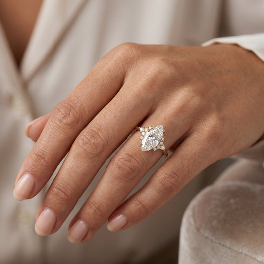 1.100 Ct Marquise Lab Diamond Ring – Vintage Art Deco Design