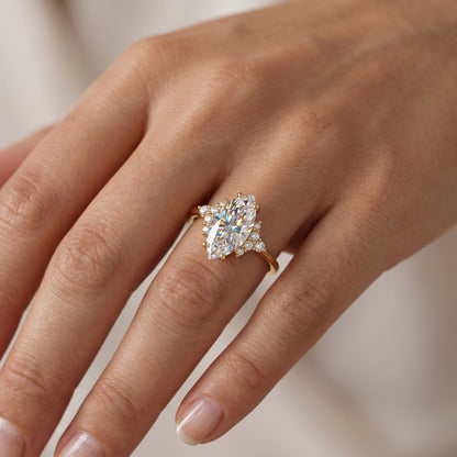 1.100 Ct Marquise Lab Diamond Ring – Vintage Art Deco Design