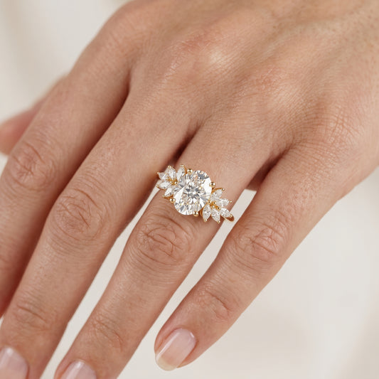 1.65 Ct Oval Diamond Cluster Engagement Ring – Lab-Grown Brilliance
