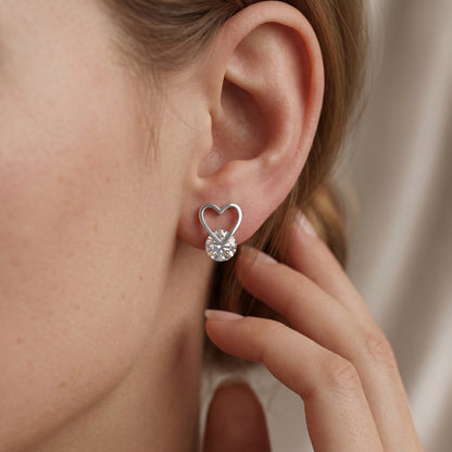 2.00ct Heart Lab Grown Diamond Stud Earrings, 14K Gold Diamond Earrings
