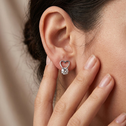 2.00ct Heart Lab Grown Diamond Stud Earrings, 14K Gold Diamond Earrings
