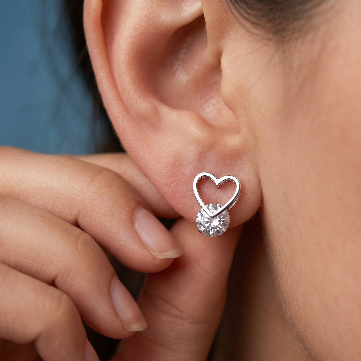 2.00ct Heart Lab Grown Diamond Stud Earrings, 14K Gold Diamond Earrings