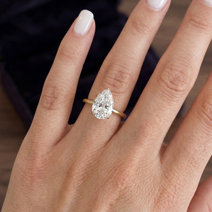 1.08 CT Pear Cut Lab Grown Diamond Solitaire Engagement Ring
