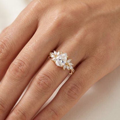 1.25 ct Pear Lab Diamond Engagement Ring | Vintage Floral