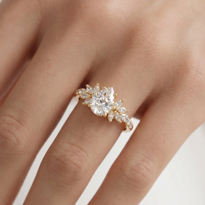 1.25 ct Pear Lab Diamond Engagement Ring | Vintage Floral