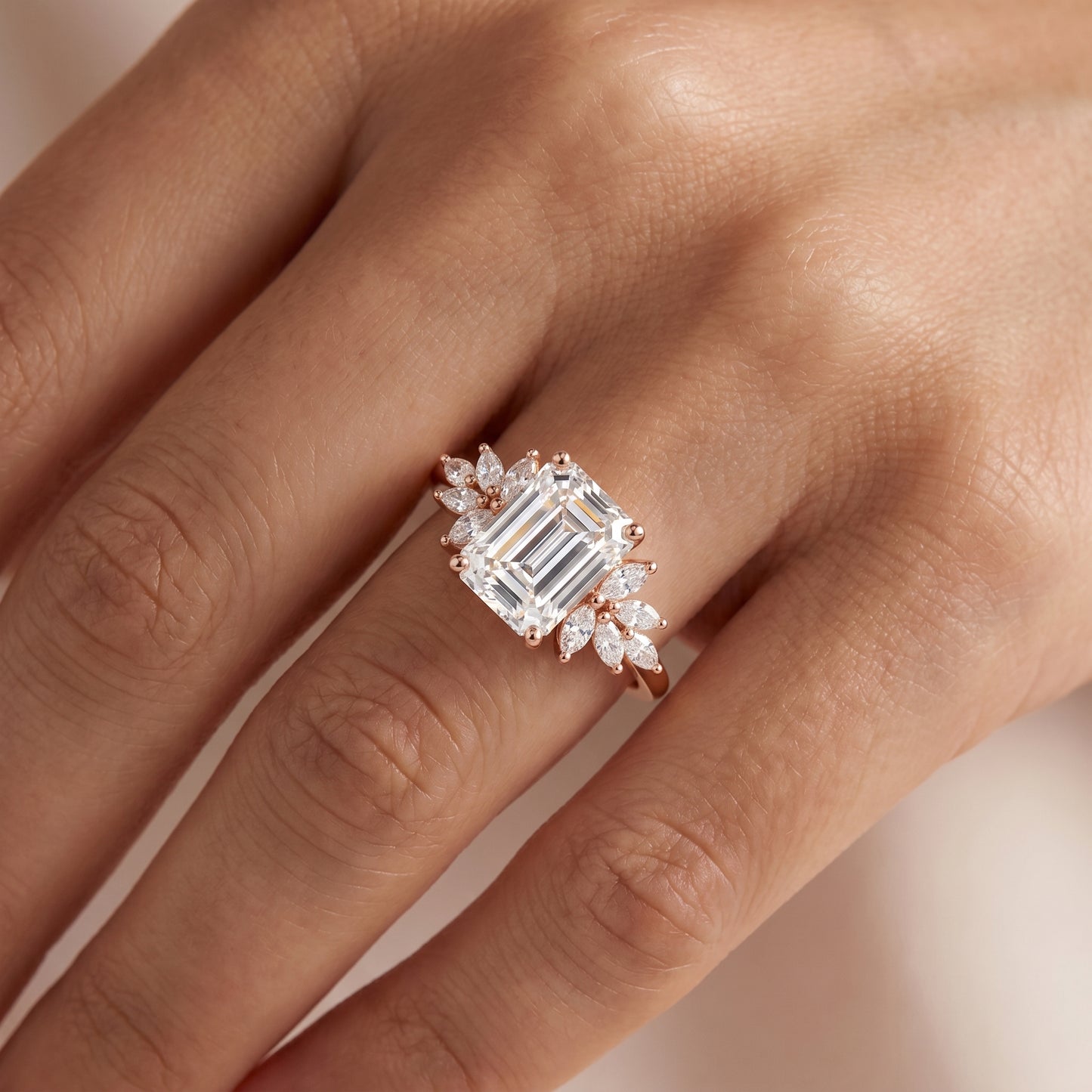1.75 ct Emerald Lab Diamond Floral Cluster Ring