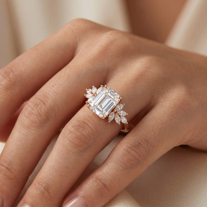 1.75 ct Emerald Lab Diamond Floral Cluster Ring