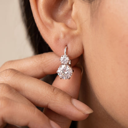 8.00ct Round Lab Grown Diamond Drop Dangle Earrings