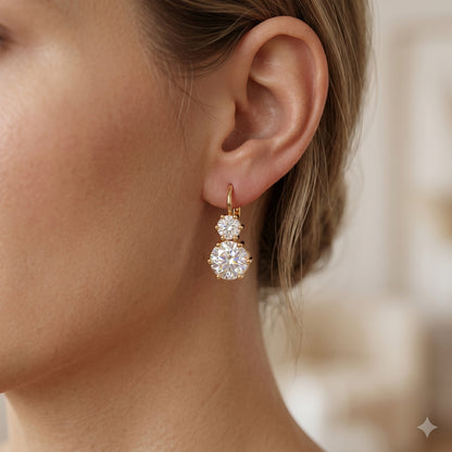 8.00ct Round Lab Grown Diamond Drop Dangle Earrings