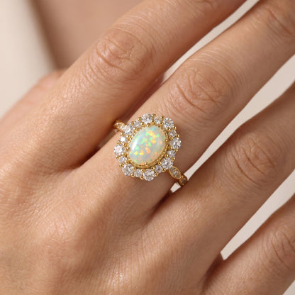 2.50CT Oval Natural Opal Anniversary Ring Gift For Her Birthday Ring Gift