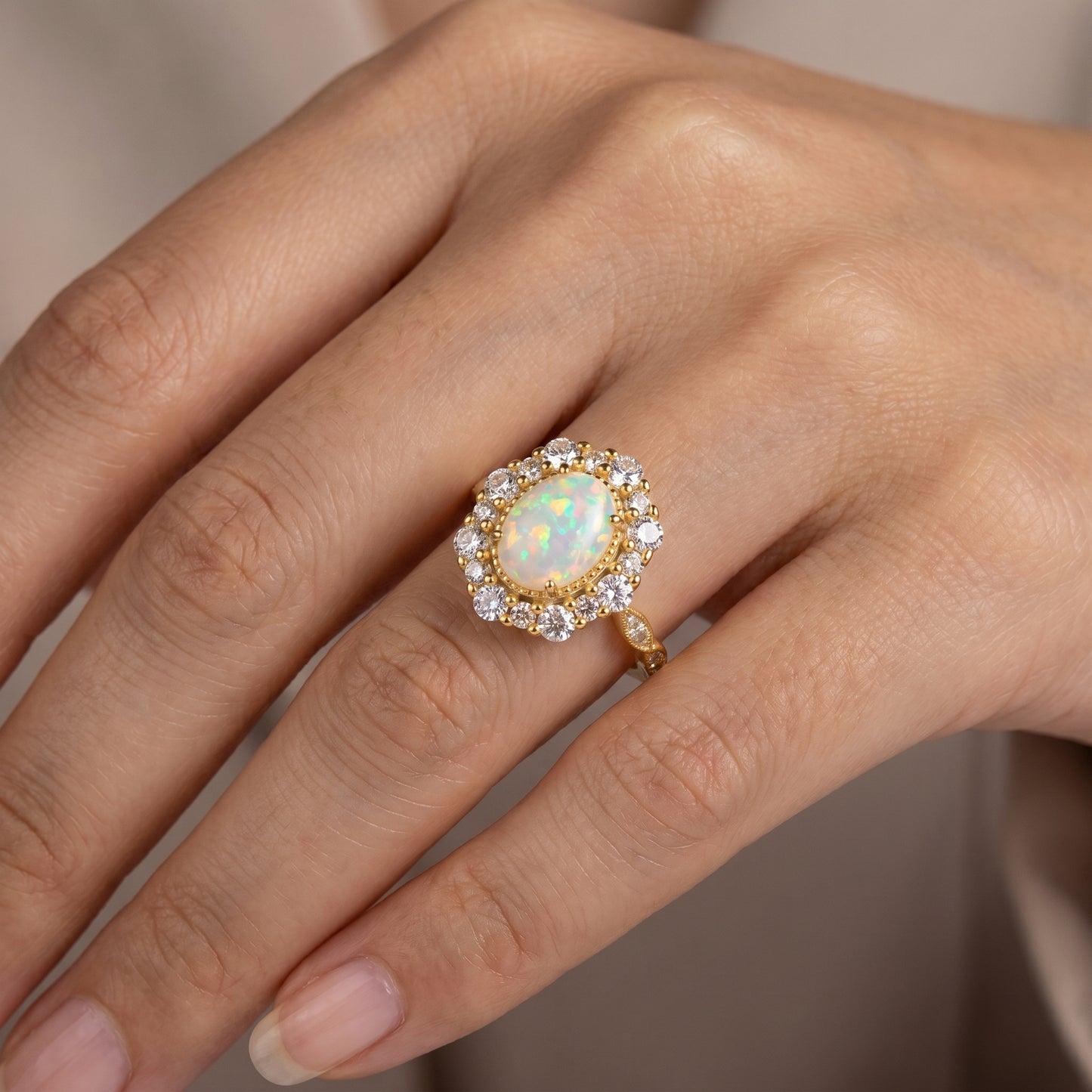2.50CT Oval Natural Opal Anniversary Ring Gift For Her Birthday Ring Gift