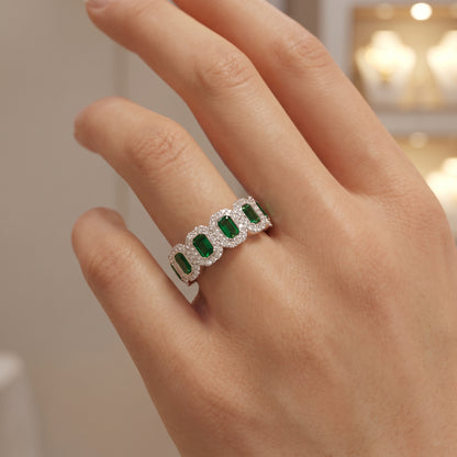 1.10ct Emerald Cut Green Lab Grown Diamond Ring