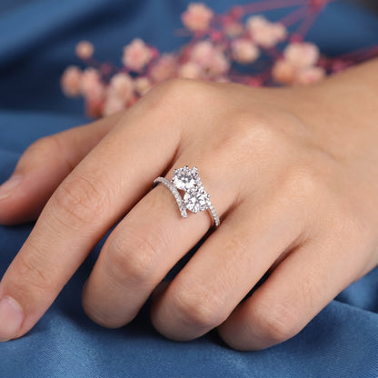 2.60 CT Two Stone Lab Grown Diamond Toi et Moi Engagement Ring