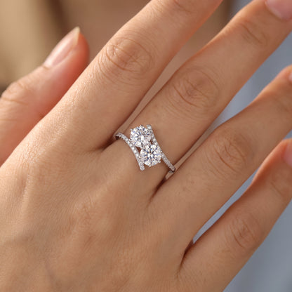 2.60 CT Two Stone Lab Grown Diamond Toi et Moi Engagement Ring