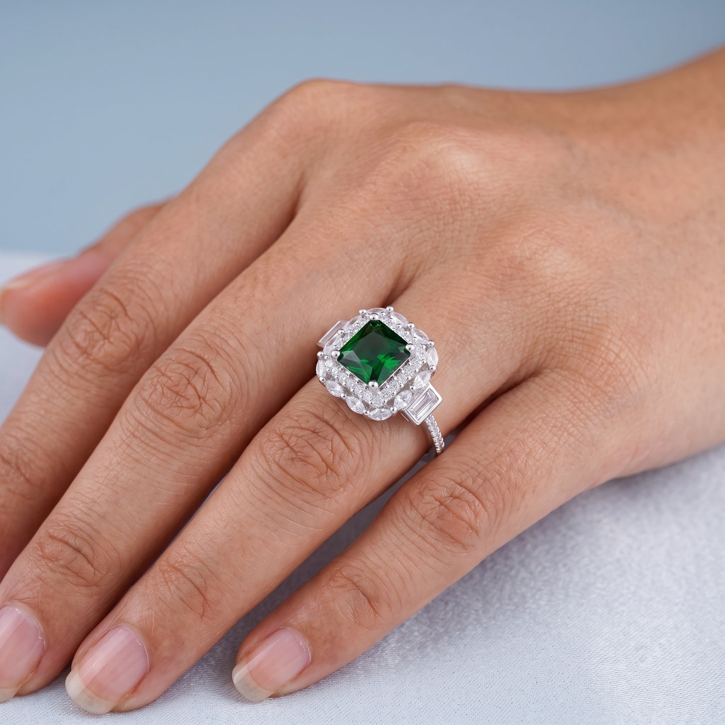Cushion Cut Emerald Ring