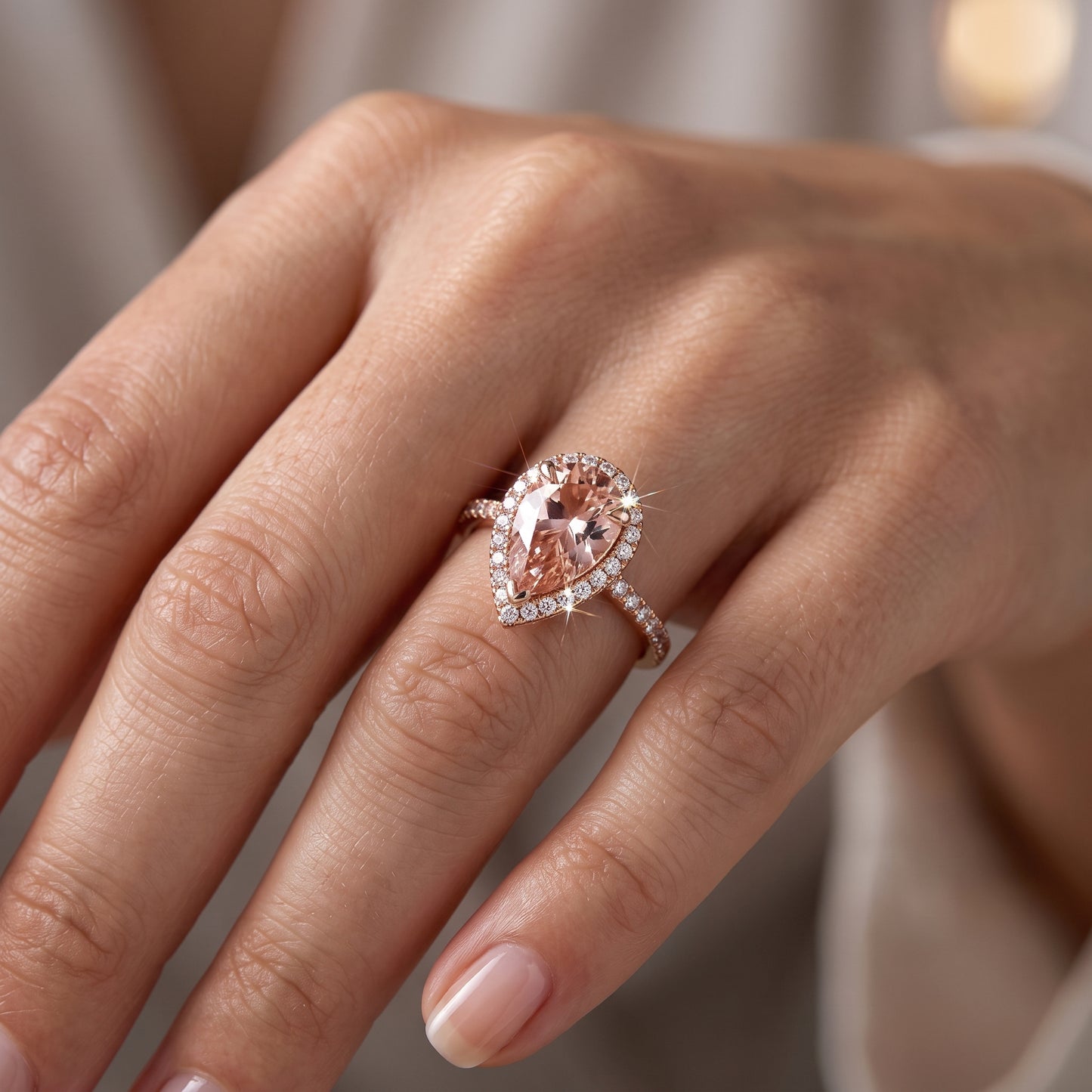 2.00ct  Pear Morganite Engagement Ring