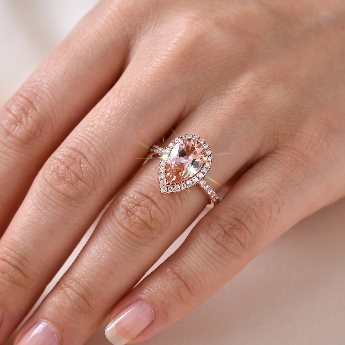 2.00ct  Pear Morganite Engagement Ring