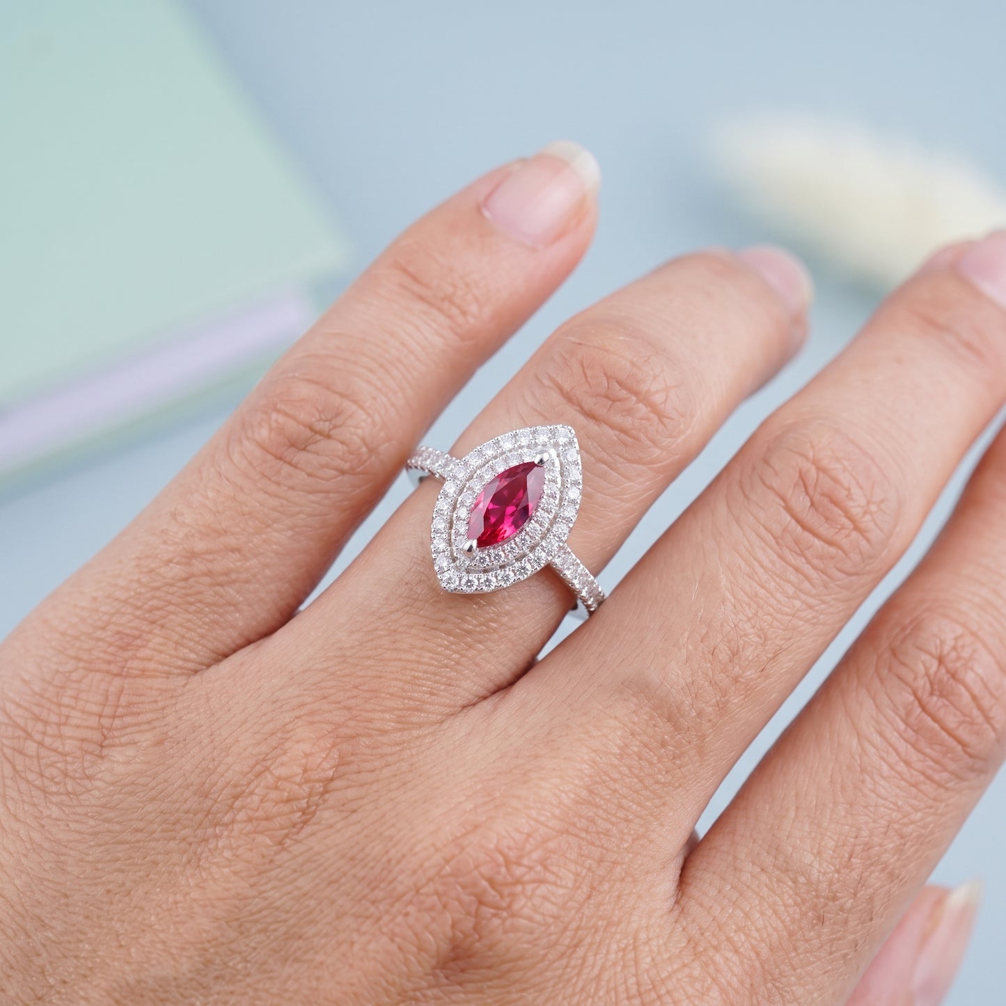 0.50TCW Marquise Cut Pink Diamond Engagement Ring