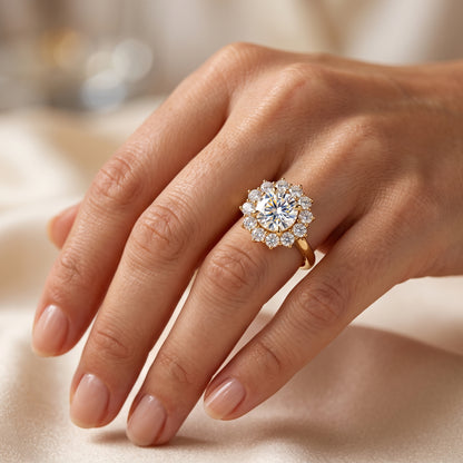 2.0CT Round Lab-Grown Diamond Halo Engagement Ring